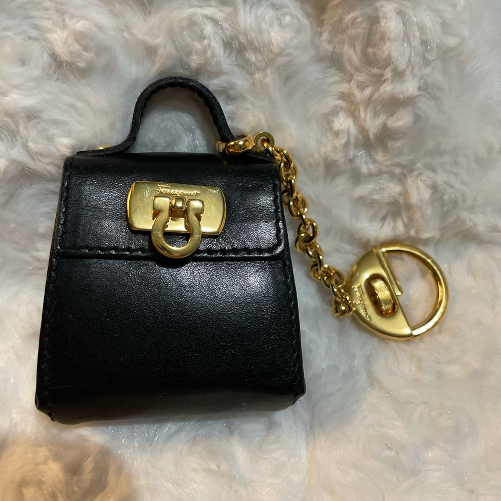 Salvatore Ferragamo Black Gancini Bag Charm / Key Holder 🖤